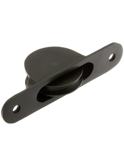 Cast Brass Radius End Sash Pulley With 1 3/4 inch Wheel in Oil-Rubbed Bronze.